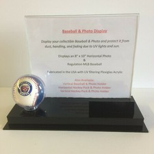Vitrine de beisebol acrílica única com suporte horizontal para fotografia 8 x 10", usado comprar usado  Enviando para Brazil