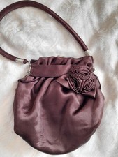 Brown satin clutch for sale  BASINGSTOKE