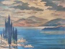 Usado, Pintura impressionista paisagem mar artificial lago 1970 comprar usado  Enviando para Brazil