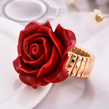Anéis ajustáveis folheados a ouro rosa design romântico flor rosa super enorme comprar usado  Enviando para Brazil
