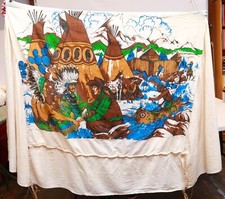 TENDA DE LINHO ILUSTRADA INFANTIL VINTAGE ORIGINAL COWBOYS E ÍNDIOS comprar usado  Enviando para Brazil