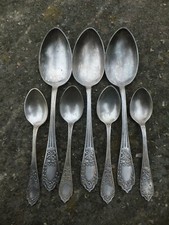 Set of vintage decorated cutlery BM spoons POLAND antique white metal na sprzedaż  PL