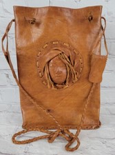 Bolsa tiracolo vintage feita à mão 2D marrom rosto humano couro genuíno UAU! comprar usado  Enviando para Brazil