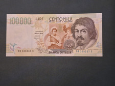 Banconota 100000 caravaggio usato  Tortorella