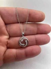 Usado, Colar pingente redemoinho círculo aberto menina 1 quilate moissanita real prata esterlina 925 comprar usado  Enviando para Brazil