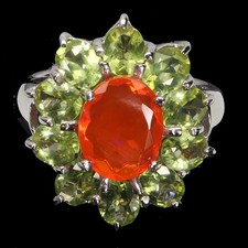 Anel de prata esterlina 925 oval laranja opala 10x8mm peridoto joia de pedra preciosa tamanho 8 comprar usado  Enviando para Brazil