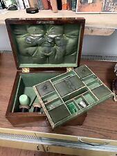 Elegante caixa de madeira antiga vitoriana costura/joias/colecionadores chave e bandeja. comprar usado  Enviando para Brazil