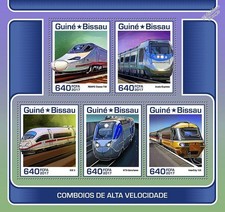 Folha de selos de trem de locomotiva ferroviária mundial 2017 Guiné-Bissau comprar usado  Enviando para Brazil