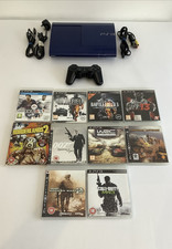 PlayStation 3 Super Slim Blue 500GB i gry PS3, używany na sprzedaż  Wysyłka do Poland