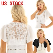 Vestido de noite feminino de renda floral bolero tops frente aberta cardigãs envoltório de ombros comprar usado  Enviando para Brazil