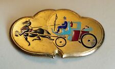 Broche antigo Art Nouveau F Bouillot Paris placa de ouro esmalte carrinho puxado por cavalo comprar usado  Enviando para Brazil