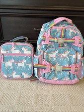 Mochila e lancheira Pottery Barn Kids Aqua Unicorn Parade grande, conjunto comprar usado  Enviando para Brazil