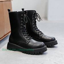 Botas de equitação masculinas pretas plataforma com cadarço zíper cano alto botas de tornozelo para motocicleta comprar usado  Enviando para Brazil