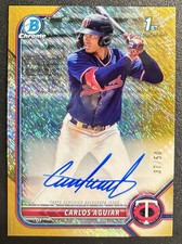 2022 Bowman Chrome 1º - Carlos Aguiar /50 GOLD SHIMMER AUTO Twins! comprar usado  Enviando para Brazil