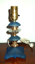 LUMINÁRIA DE MESA FORMIGA/ANTIGA ART NOUVEAU AZUL VIDRO ACETINADO 9 1/2”H ATÉ O TOPO DO SOQUETE comprar usado  Enviando para Brazil