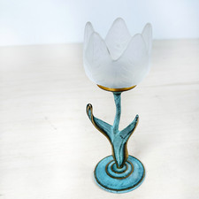 Usado, Castiçal vintage de latão Verdigris e vidro fosco tulipa por Design Studio comprar usado  Enviando para Brazil