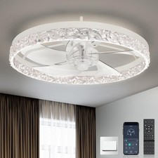 Ventilador de teto VITARVIX 20" cristal branco LED, montagem embutida, regulável, controle remoto comprar usado  Enviando para Brazil