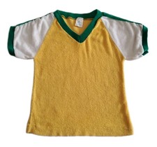 Camisa retrô anos 70 infantil tecido felpudo toalha de praia gola V tamanho 6 ônibus escolar amarela vintage comprar usado  Enviando para Brazil
