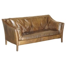 RRP £3695 LINDO SOFÁ DE COURO MARROM VINTAGE HALO REGGIO TIMOTHY OULTON comprar usado  Enviando para Brazil