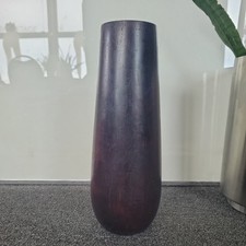 Vaso de madeira elegante 12” marrom escuro e borgonha abstrato moderno decoração MCM com inserção comprar usado  Enviando para Brazil