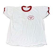 Camisa masculina vintage Coca Cola média branca vermelha racqetball Russell Ringer anos 80 comprar usado  Enviando para Brazil