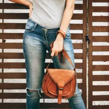 Usado, Nova Bolsa Feminina Couro Marrom Genuíno Corpo Cruzado Ombro Bolsa Feminina Feita à Mão comprar usado  Enviando para Brazil