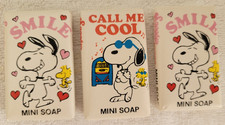 CONJUNTO DE SABONETES MINI BAR VINTAGE SNOOPY PEQUENO BUQUÊ DE BANHO 1958, 1965 3 1,5" X 2,5" comprar usado  Enviando para Brazil