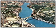 c1950 PORTUGAL PORTO ARRÁBIDA PONTE RIO DOURO VISTA AÉREA CARTÃO POSTAL COR ANTIGA comprar usado  Enviando para Brazil