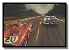 Usado, Ferrari & Ford GT40 en Le Mans 1965 Mulsanne enmarcado foto libre p&p Reino Unido segunda mano  Embacar hacia Argentina