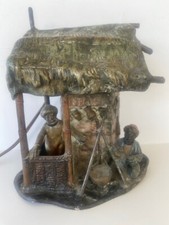 Abajur de mesa antigo austríaco pintado a frio bronze figuras beduínas, usado comprar usado  Enviando para Brazil