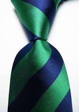 Nova gravata masculina clássica listrada azul escuro verde tecido jacquard 100% seda comprar usado  Enviando para Brazil