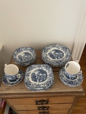 Usado, Antigo conjunto de padrões Johnson Bros. Blue Mill Stream da década de 1960 feito na Inglaterra comprar usado  Enviando para Brazil