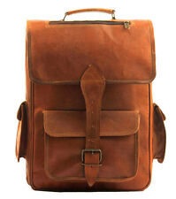 Mochila De Cuero Genuino Vintage Para Laptop Satchel Marrón Hecha A Mano 16" comprar usado  Enviando para Brazil