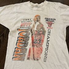 Camisa Vintage Chicago Bulls Michael Jordan Grande 1991 Champions White Screem comprar usado  Enviando para Brazil