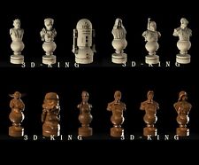 12 peças 3D STL modelo CONJUNTO XADREZ STAR WARS PARA ROTEADOR CNC Aspire fresagem de impressora 3D comprar usado  Enviando para Brazil