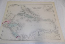 1881 antiguo mapa de color/indias occidentales, centroamérica y sudamérica segunda mano  Embacar hacia Mexico