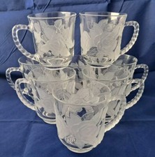 Conjunto de 8 canecas de vidro prensado floral vintage (A) comprar usado  Enviando para Brazil