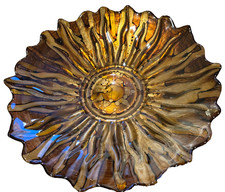 Tigela de vidro de frutas/doces 15" cruzada, dourada, cobre e marrom comprar usado  Enviando para Brazil