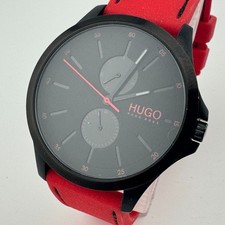 Relógio de quartzo Hugo Boss unissex 30m aço preto borracha vermelha data do dia nova bateria comprar usado  Enviando para Brazil