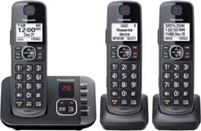 Pantalla de contraste para teléfono inalámbrico Panasonic, sistema expandible con 3 teléfonos negro segunda mano  Embacar hacia Mexico