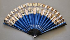 Ventilador de mão antigo de seda azul, ca. Início de 1800 ou 1900.? comprar usado  Enviando para Brazil