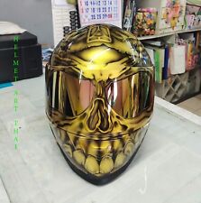 CAPACETE DE MOTOCICLETA AEROGRAFADO PERSONALIZADO DOURADO comprar usado  Enviando para Brazil