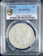 1900-O NOVA ORLEANS EM PERFEITO ESTADO US$ 1 DÓLAR MORGAN PRATA PCGS F 15 ESCUDO DE OURO POP BAIXO 44 comprar usado  Enviando para Brazil