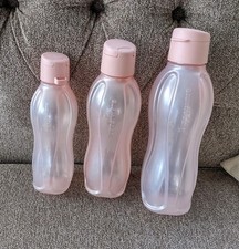 Lote de 3 garrafas de água ecológicas Tupperware, rosa transparente: 16, 25, 36 onças muito bom comprar usado  Enviando para Brazil