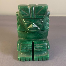 Boneco asteca/maia vintage esculpido à mão verde ônix mármore decoração prateleira mexicana 3" comprar usado  Enviando para Brazil