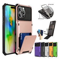 Capa telefone híbrida com suporte de cartão de crédito oculto para iPhone 16 15 14 13 11 12 SE comprar usado  Enviando para Brazil