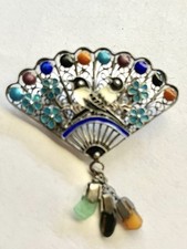 Usado, Broche antigo chinês art déco pedras semipreciosas cloisonné esterlina comprar usado  Enviando para Brazil