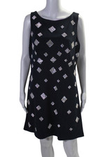 Vestido feminino CD Greene com joias estampa de diamante sem mangas linha A preto tamanho 4, usado comprar usado  Enviando para Brazil