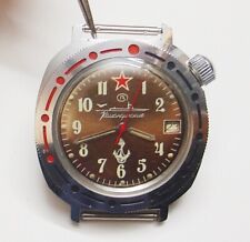 VOSTOK KOMANDIRSKIE RELÓGIO MILITAR SUBMARINO COROA CALENDÁRIO SOVIÉTICO RUSSO 14.0 comprar usado  Enviando para Brazil