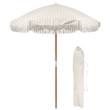 1,4 m Drewniany parasol ogrodowy z frędzlami Torba transportowa z frędzlami - beżowy pasek - UPF30+, używany na sprzedaż  Wysyłka do Poland